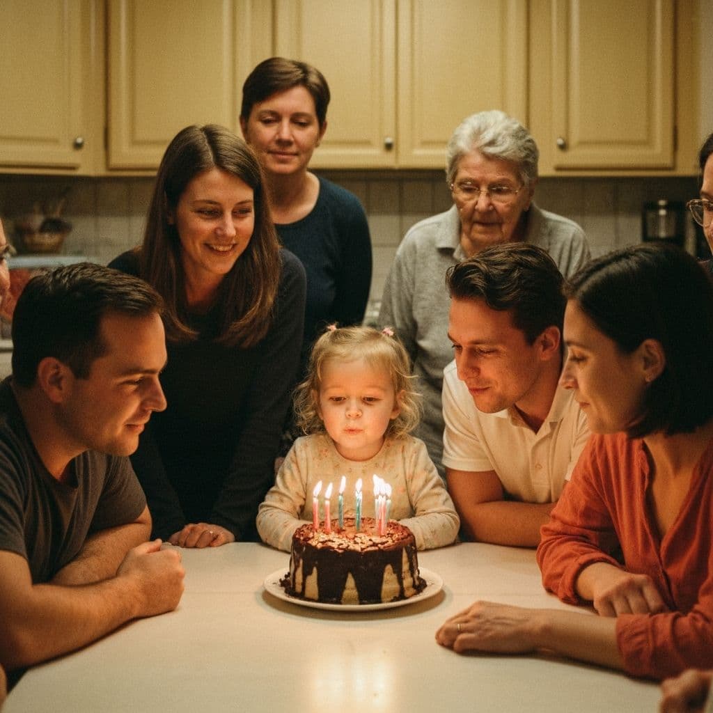 She was turning four. The cake leaned slightly to the left and no one minded.