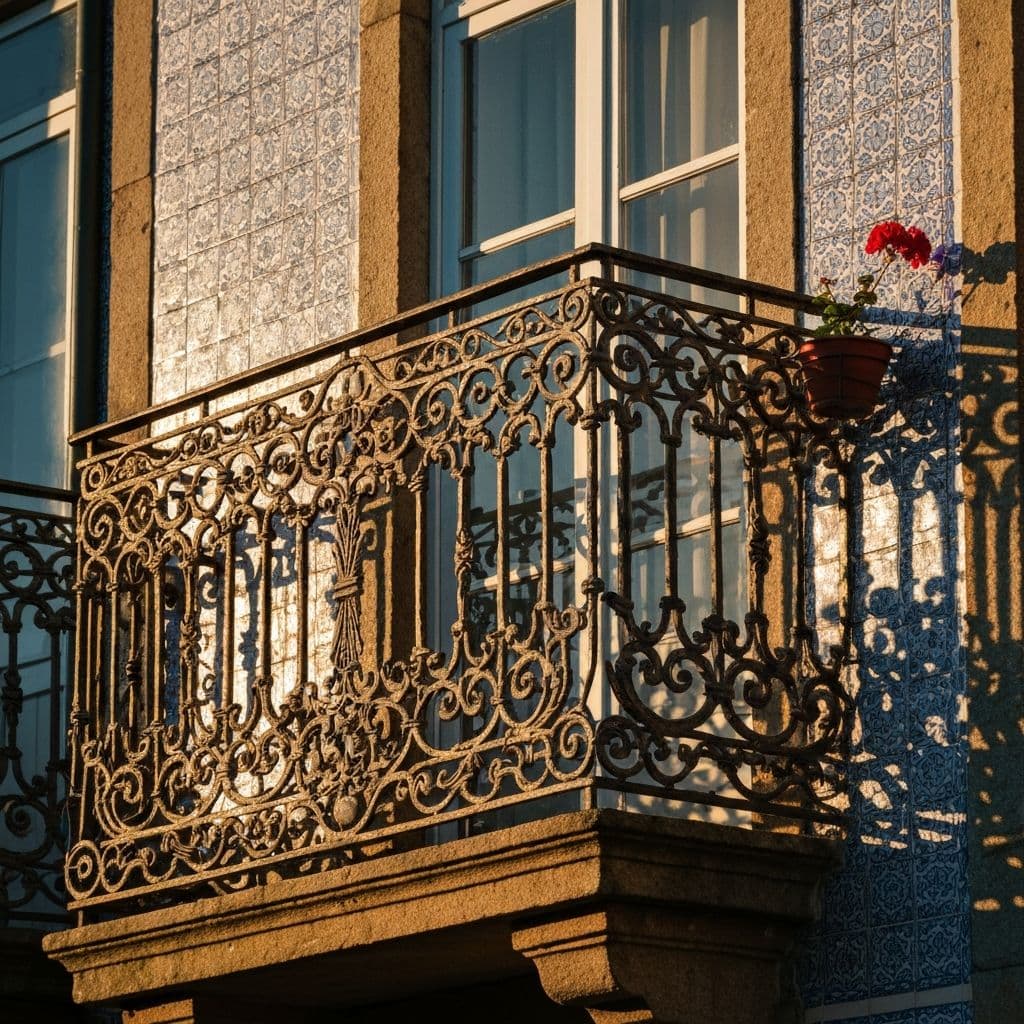 Azulejo holds the late sun differently — amber on a surface that refuses to warm.